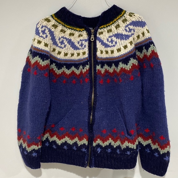 🧸 Vintage Tejidos Imalaya 100% Wool Sweater Zip Up Jacket 🧸 - Picture 1 of 5